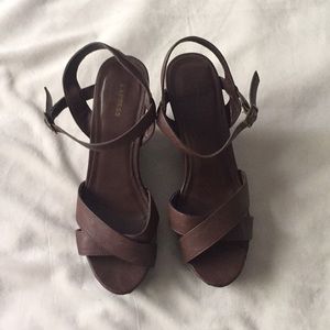 Dark brown sandal wedges